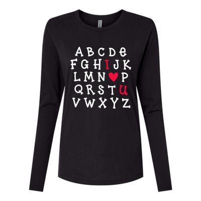 Alphabet Abc I Love You Valentines Day Heart English Teacher Gift Womens Cotton Relaxed Long Sleeve T-Shirt