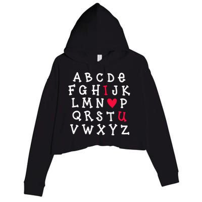 Alphabet Abc I Love You Valentines Day Heart English Teacher Gift Crop Fleece Hoodie