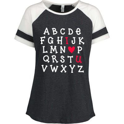 Alphabet Abc I Love You Valentines Day Heart English Teacher Gift Enza Ladies Jersey Colorblock Tee