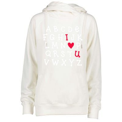 Alphabet Abc I Love You Valentines Day Heart English Teacher Gift Womens Funnel Neck Pullover Hood