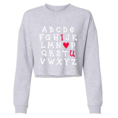 Alphabet Abc I Love You Valentines Day Heart English Teacher Gift Cropped Pullover Crew