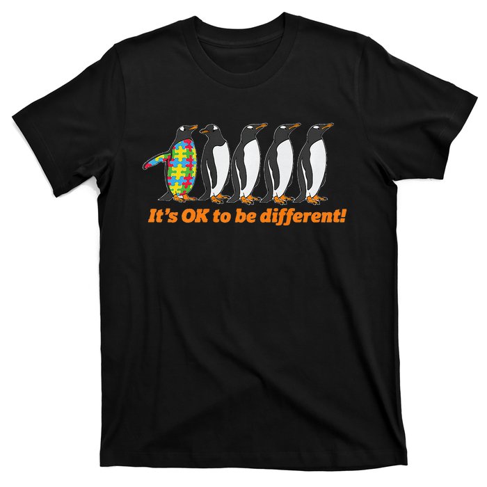 Autism Awareness It's OK To Be Different Penguin T-Shirt