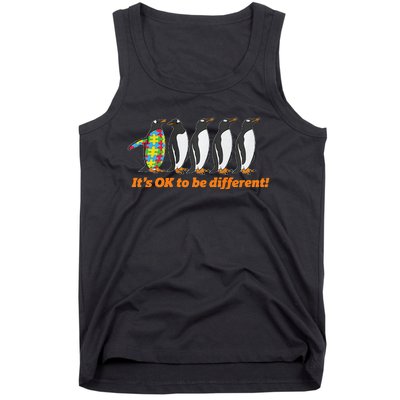 Autism Awareness It's OK To Be Different Penguin Tank Top