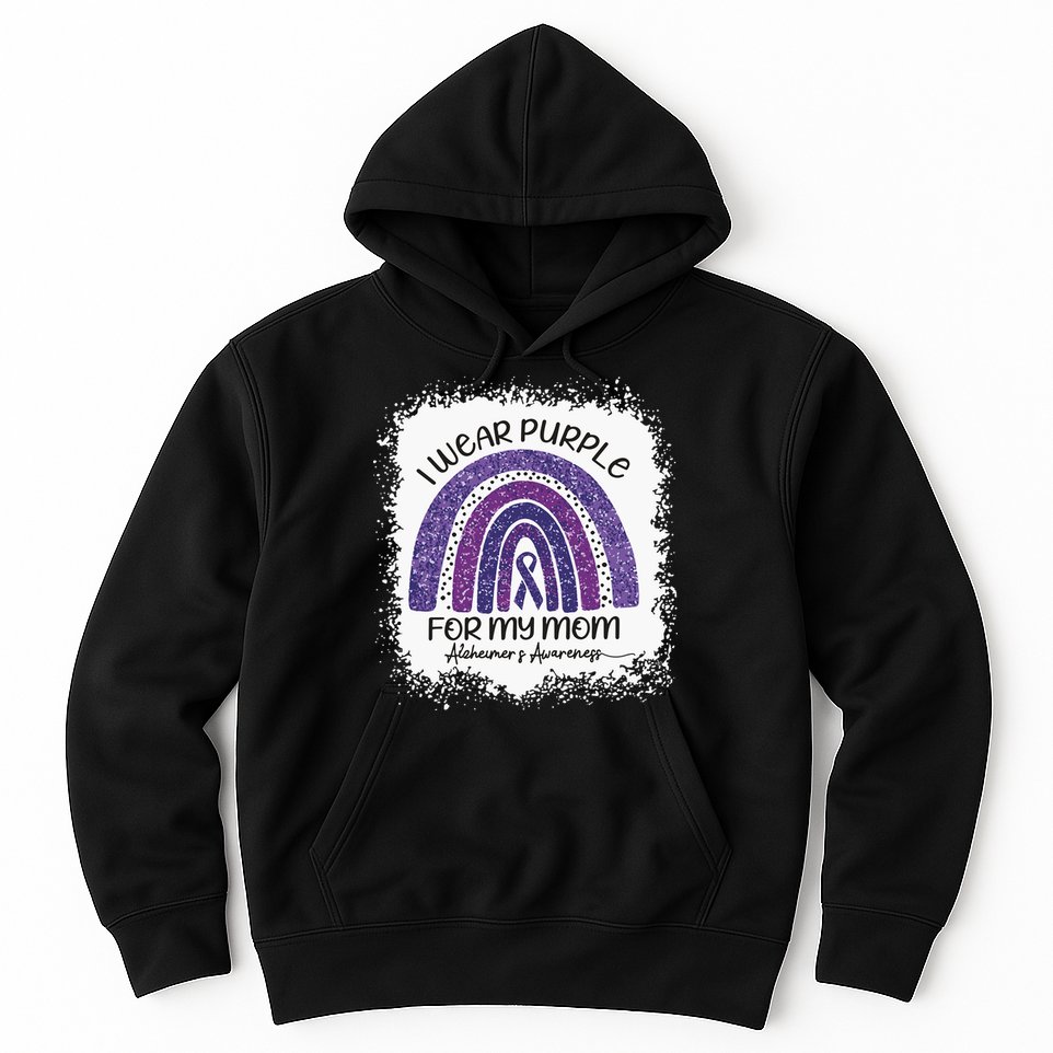 Alzheimer’S Awareness I Wear Purple For My Mom Purple Rainbow Hoodie