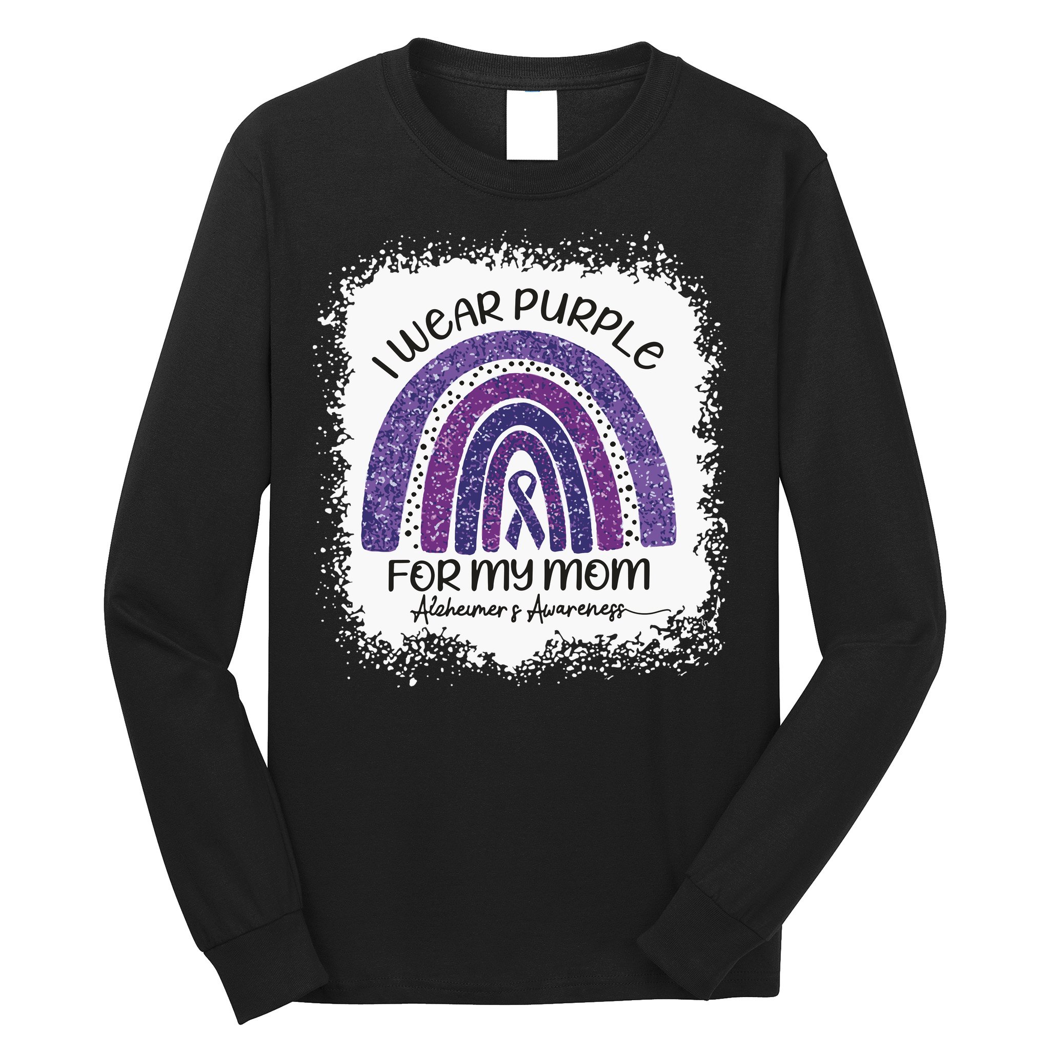 Alzheimer’S Awareness I Wear Purple For My Mom Purple Rainbow Long Sleeve Shirt