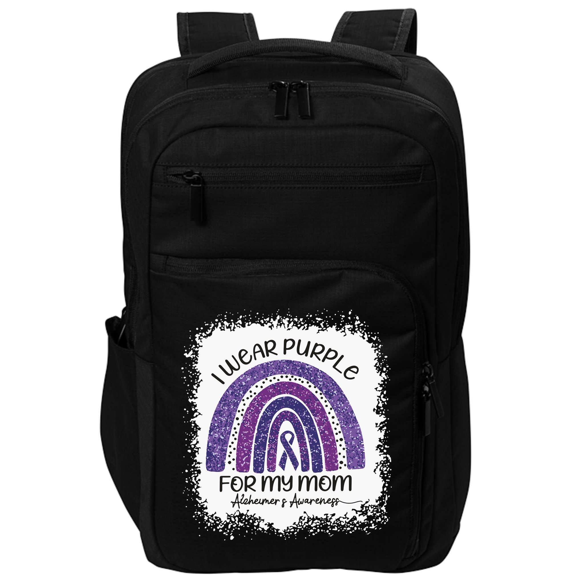 Alzheimer’S Awareness I Wear Purple For My Mom Purple Rainbow Impact Tech Backpack