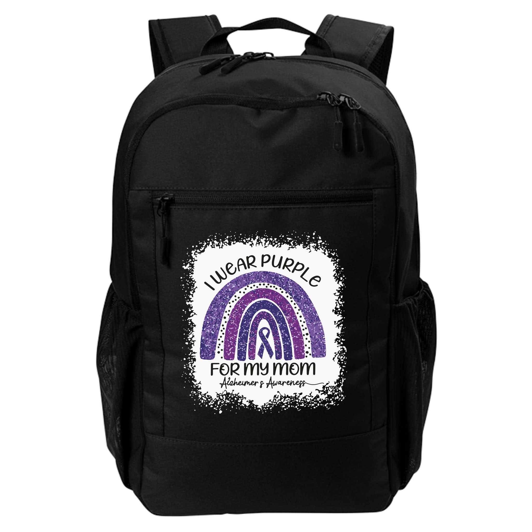 Alzheimer’S Awareness I Wear Purple For My Mom Purple Rainbow Backpack