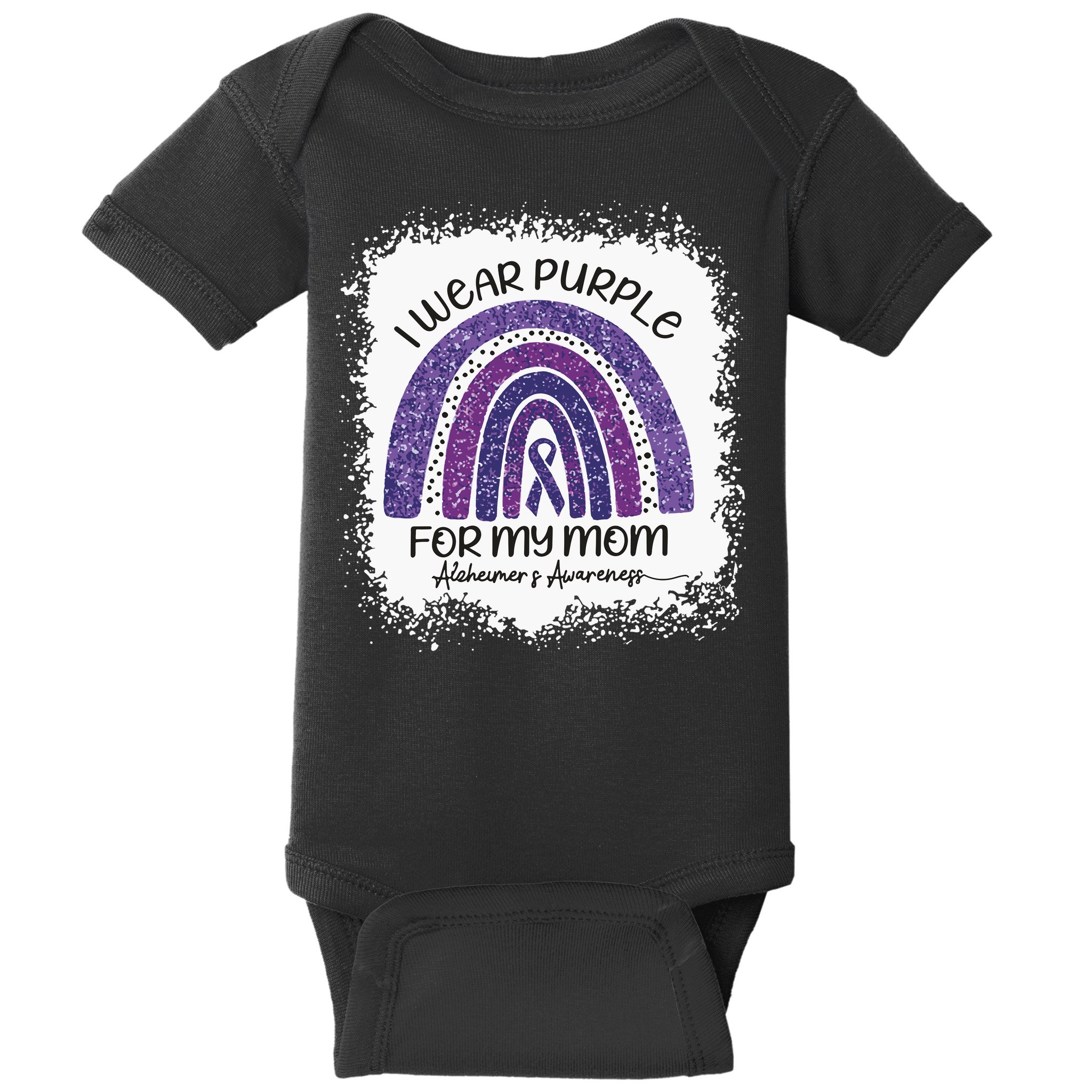 Alzheimer’S Awareness I Wear Purple For My Mom Purple Rainbow Baby Bodysuit