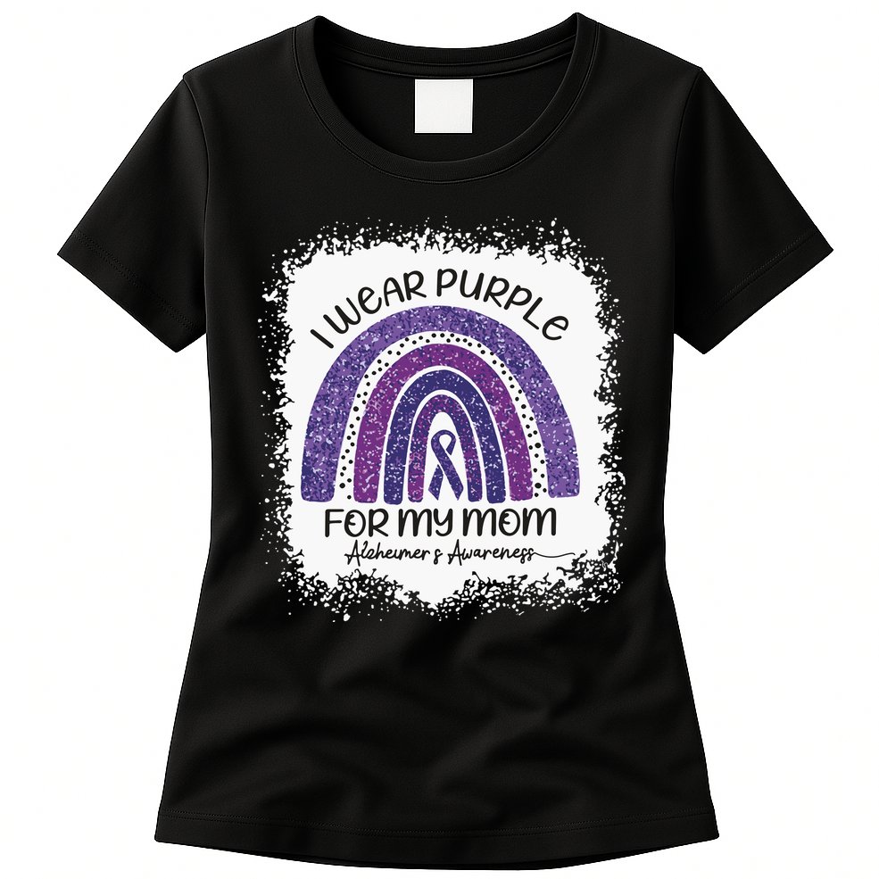Alzheimer’S Awareness I Wear Purple For My Mom Purple Rainbow Womens T-Shirt