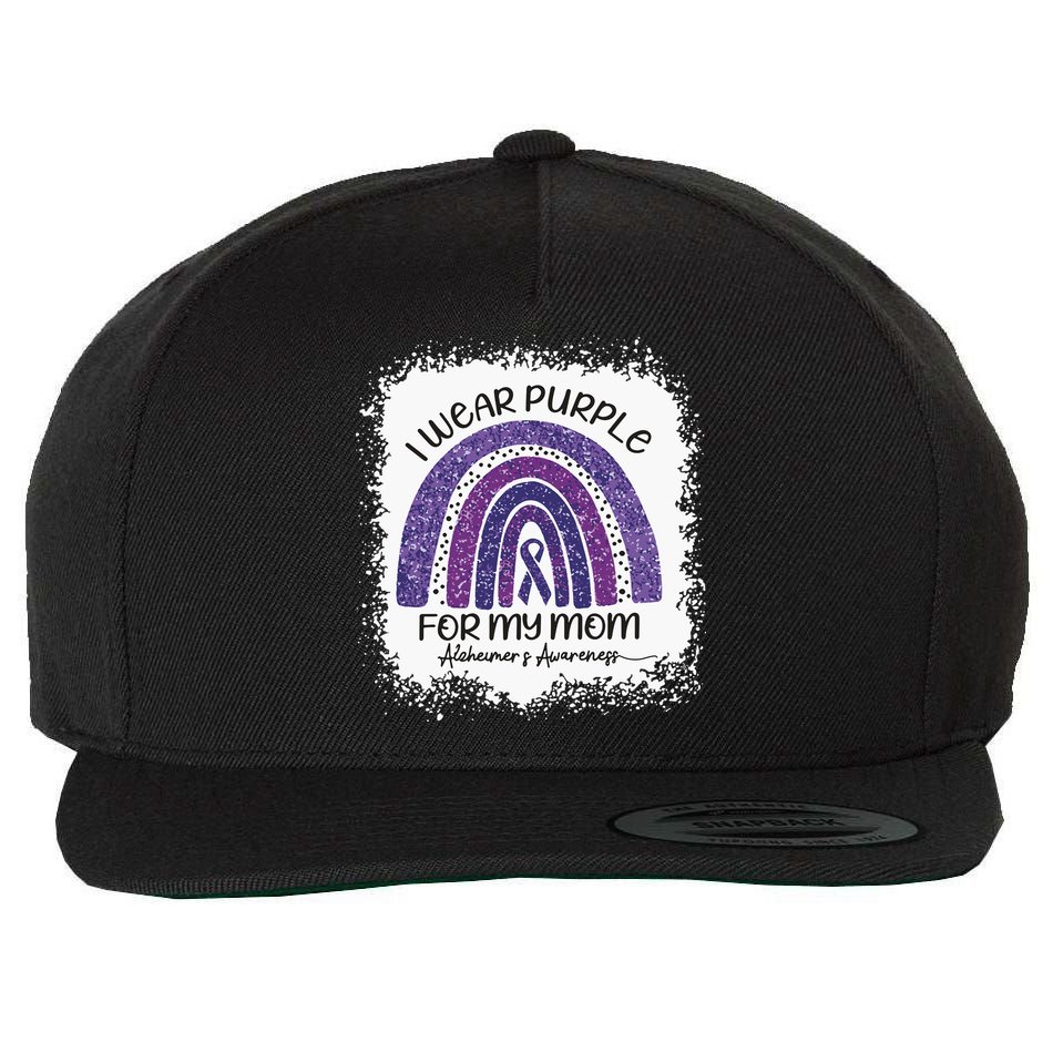 Alzheimer’S Awareness I Wear Purple For My Mom Purple Rainbow Wool Snapback Cap