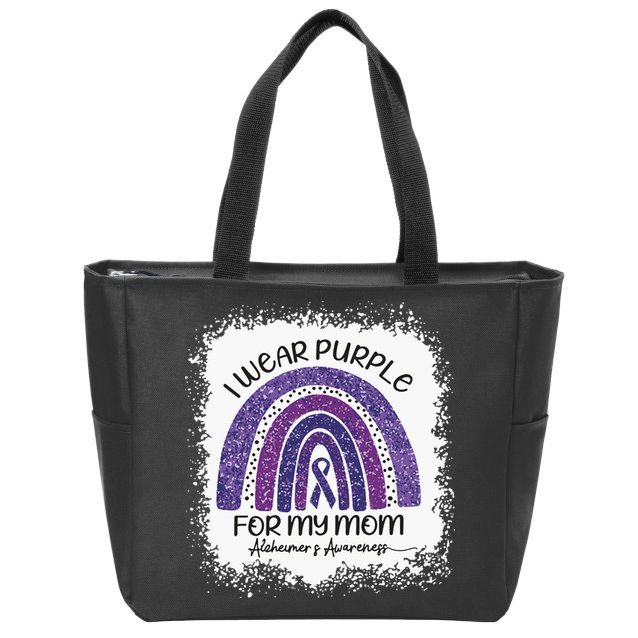 Alzheimer’S Awareness I Wear Purple For My Mom Purple Rainbow Zip Tote Bag