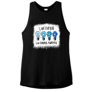 Autism Awareness I Light It Up Blue Meaningful Gift Ladies PosiCharge Tri-Blend Wicking Tank