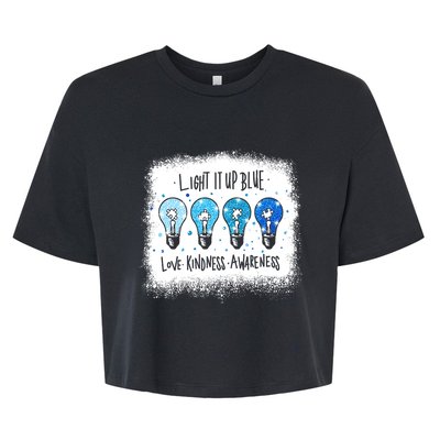 Autism Awareness I Light It Up Blue Meaningful Gift Bella+Canvas Jersey Crop Tee