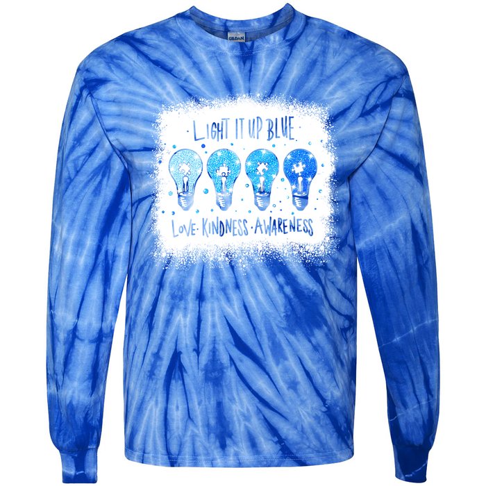 Autism Awareness I Light It Up Blue Meaningful Gift Tie-Dye Long Sleeve Shirt