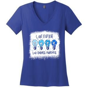 Autism Awareness I Light It Up Blue Meaningful Gift Women's V-Neck T-Shirt