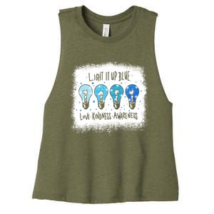 Autism Awareness I Light It Up Blue Meaningful Gift Women's Racerback Cropped Tank