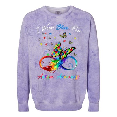 Autism Awareness I Wear Blue For Autism Awareness Colorblast Crewneck Sweatshirt