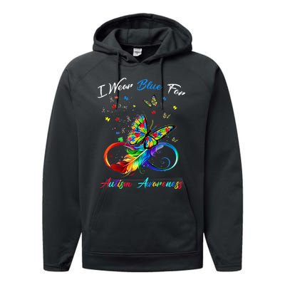 Autism Awareness I Wear Blue For Autism Awareness Performance Fleece Hoodie