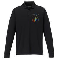 Autism Awareness I Wear Blue For Autism Awareness Performance Long Sleeve Polo