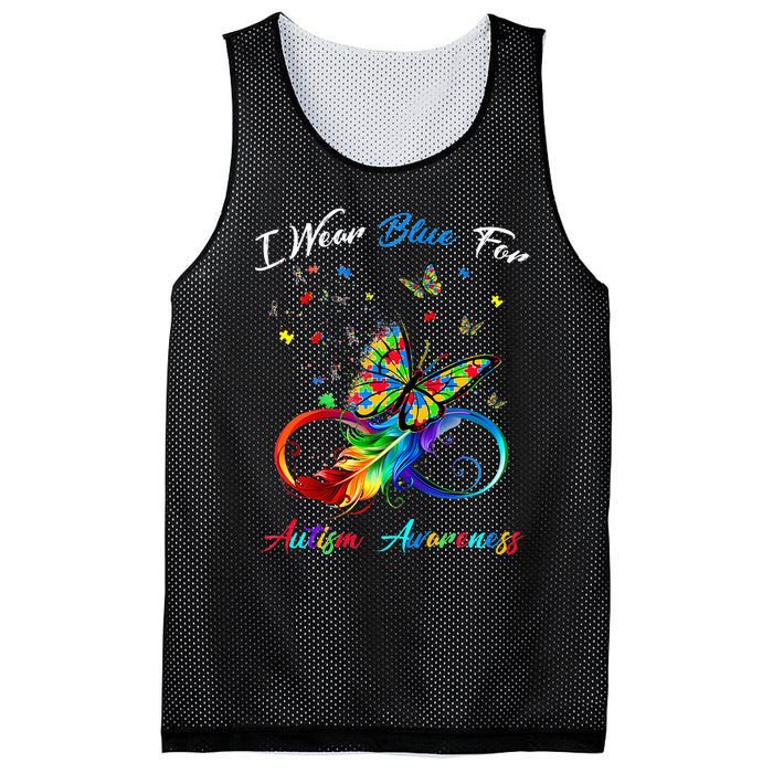 Autism Awareness I Wear Blue For Autism Awareness Mesh Reversible Basketball Jersey Tank