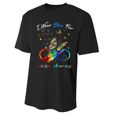 Autism Awareness I Wear Blue For Autism Awareness Performance Sprint T-Shirt