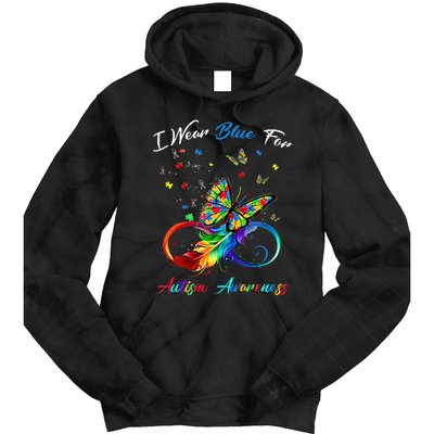 Autism Awareness I Wear Blue For Autism Awareness Tie Dye Hoodie