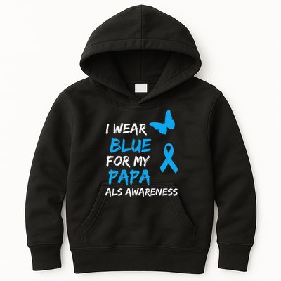 ALS Awareness I Wear Blue For My Papa Ribbon Kids Hoodie