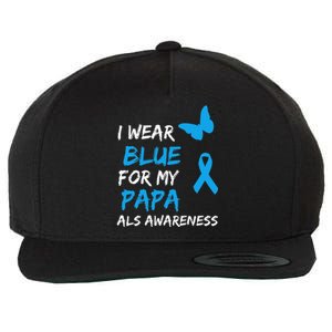 ALS Awareness I Wear Blue For My Papa Ribbon Wool Snapback Cap