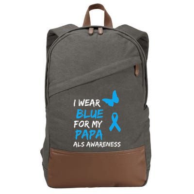 ALS Awareness I Wear Blue For My Papa Ribbon Cotton Canvas Backpack