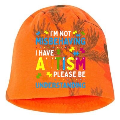 Autism Awareness Im Not Misbehaving I Have Autism Kati - Camo Knit Beanie