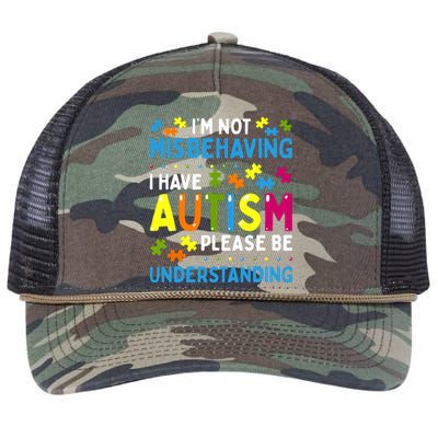 Autism Awareness Im Not Misbehaving I Have Autism Retro Rope Trucker Hat Cap