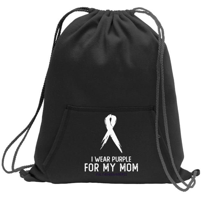 Alzheimers Awareness I Wear Purple For My Mom Cute Purple Sweatshirt Cinch Pack Bag