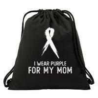 Alzheimers Awareness I Wear Purple For My Mom Cute Purple Drawstring Bag