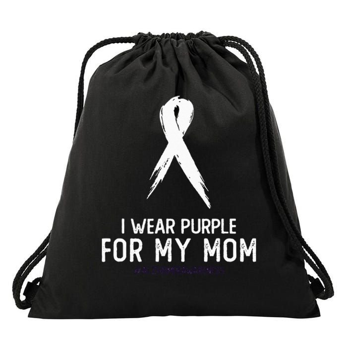 Alzheimers Awareness I Wear Purple For My Mom Cute Purple Drawstring Bag