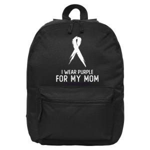 Alzheimers Awareness I Wear Purple For My Mom Cute Purple 16 in Basic Backpack