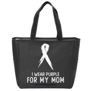 Alzheimers Awareness I Wear Purple For My Mom Cute Purple Zip Tote Bag