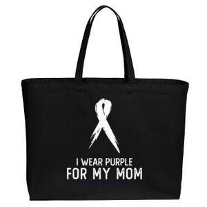 Alzheimers Awareness I Wear Purple For My Mom Cute Purple Cotton Canvas Jumbo Tote