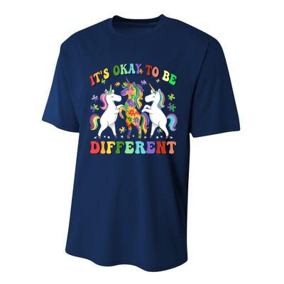 Autism Awareness ItS Ok To Be Different Unicorn Performance Sprint T-Shirt