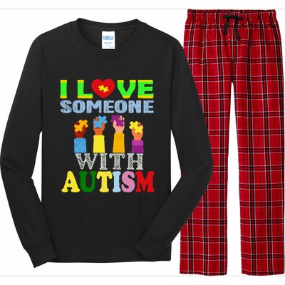 Autism Awareness I Love Someone With Autism Gift Long Sleeve Pajama Set