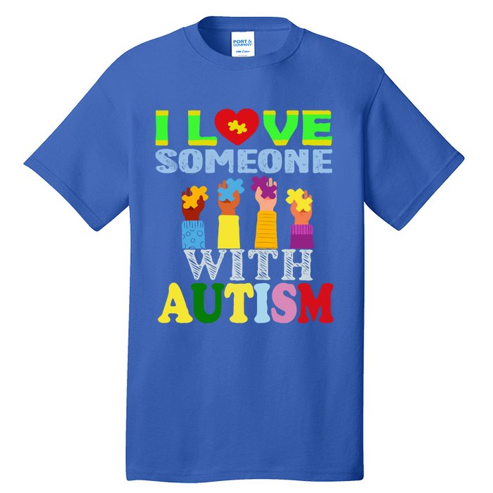 Autism Awareness I Love Someone With Autism Gift Tall T-Shirt