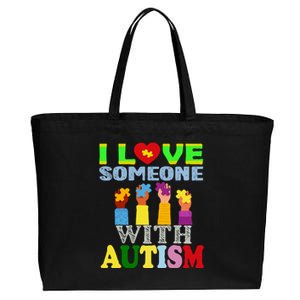 Autism Awareness I Love Someone With Autism Gift Cotton Canvas Jumbo Tote