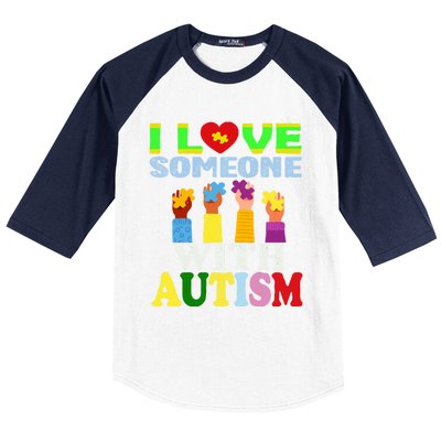 Autism Awareness I Love Someone With Autism Gift Baseball Sleeve Shirt