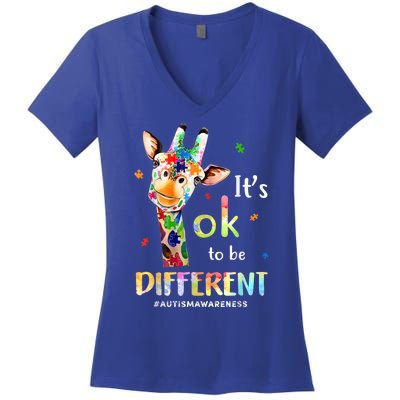 Autism Awareness Its Ok To Be Different Women's V-Neck T-Shirt