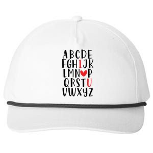 Abc Alphabet I Love You English Teacher Valentines Day Gift Snapback Five-Panel Rope Hat