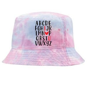 Abc Alphabet I Love You English Teacher Valentines Day Gift Tie-Dyed Bucket Hat