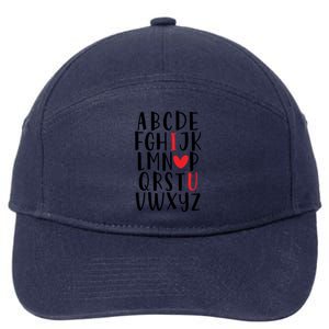 Abc Alphabet I Love You English Teacher Valentines Day Gift 7-Panel Snapback Hat