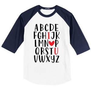 Abc Alphabet I Love You English Teacher Valentines Day Gift Baseball Sleeve Shirt