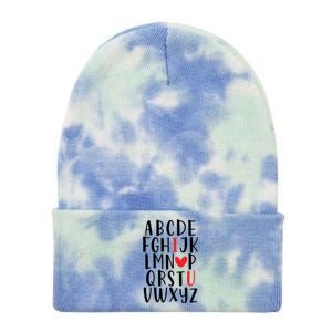 Abc Alphabet I Love You English Teacher Valentines Day Gift Tie Dye 12in Knit Beanie