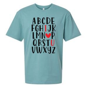 Abc Alphabet I Love You English Teacher Valentines Day Gift Sueded Cloud Jersey T-Shirt