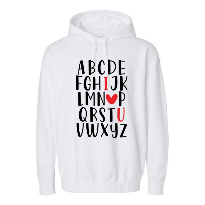 Abc Alphabet I Love You English Teacher Valentines Day Gift Garment-Dyed Fleece Hoodie